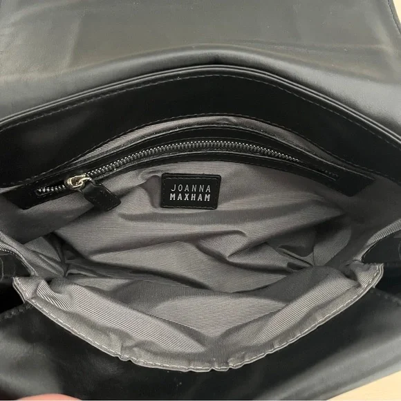 Joanna Maxham Arm Candy Black Leather Shoulder Bag with Silver Chain Straps - Picture 9 of 13